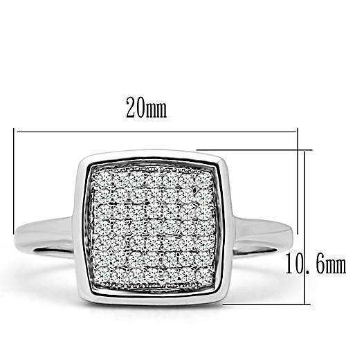 Alamode Rhodium Brass Ring with AAA Grade CZ in Clear - Alamode - Flyclothing LLC