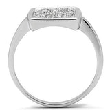Alamode Rhodium Brass Ring with AAA Grade CZ in Clear - Alamode