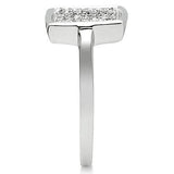 Alamode Rhodium Brass Ring with AAA Grade CZ in Clear - Alamode