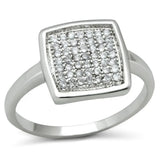 Alamode Rhodium Brass Ring with AAA Grade CZ in Clear - Alamode - Flyclothing LLC