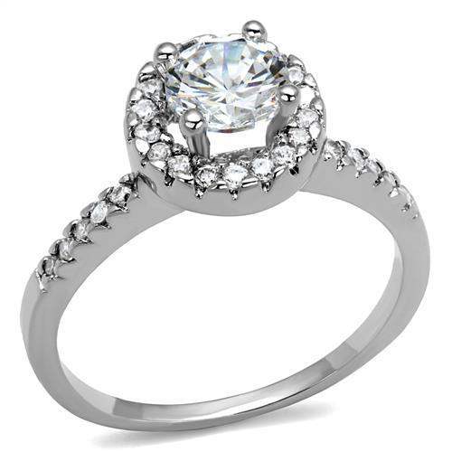Alamode Rhodium Brass Ring with AAA Grade CZ in Clear - Alamode - Flyclothing LLC