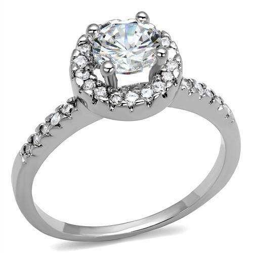 Alamode Rhodium Brass Ring with AAA Grade CZ in Clear - Alamode - Flyclothing LLC