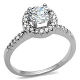 Alamode Rhodium Brass Ring with AAA Grade CZ in Clear - Alamode