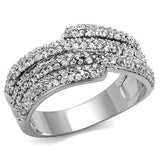 Alamode Rhodium Brass Ring with AAA Grade CZ in Clear - Alamode
