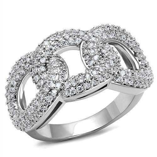 Alamode Rhodium Brass Ring with AAA Grade CZ in Clear - Alamode - Flyclothing LLC
