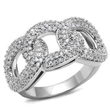 Alamode Rhodium Brass Ring with AAA Grade CZ in Clear - Alamode