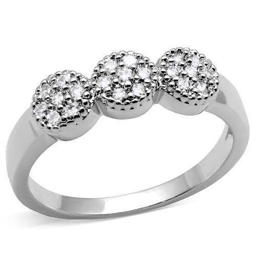 Alamode Rhodium Brass Ring with AAA Grade CZ in Clear - Alamode - Flyclothing LLC