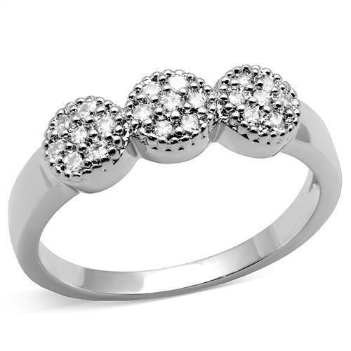 Alamode Rhodium Brass Ring with AAA Grade CZ in Clear - Alamode
