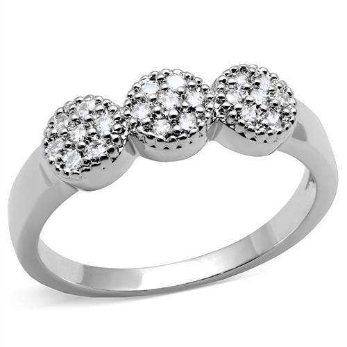 Alamode Rhodium Brass Ring with AAA Grade CZ in Clear - Alamode - Flyclothing LLC