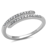Alamode Rhodium Brass Ring with AAA Grade CZ in Clear - Alamode