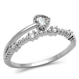 Alamode Rhodium Brass Ring with AAA Grade CZ in Clear - Alamode