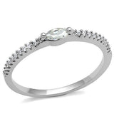 Alamode Rhodium Brass Ring with AAA Grade CZ in Clear - Alamode