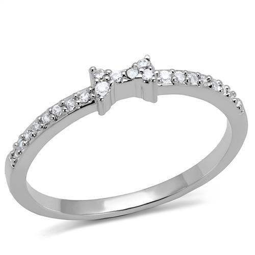 Alamode Rhodium Brass Ring with AAA Grade CZ in Clear - Alamode - Flyclothing LLC