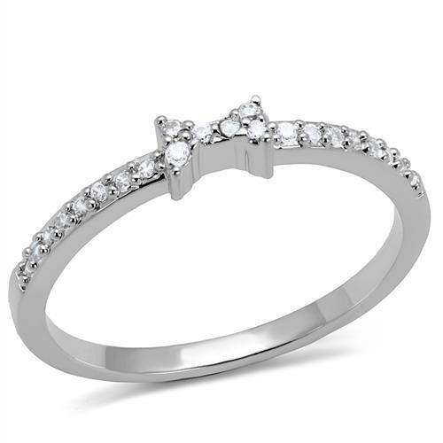 Alamode Rhodium Brass Ring with AAA Grade CZ in Clear - Alamode - Flyclothing LLC