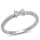Alamode Rhodium Brass Ring with AAA Grade CZ in Clear - Alamode