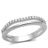 Alamode Rhodium Brass Ring with AAA Grade CZ in Clear - Alamode
