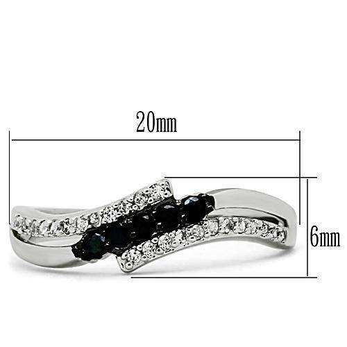 Alamode Rhodium + Ruthenium Brass Ring with AAA Grade CZ in Jet - Alamode - Flyclothing LLC