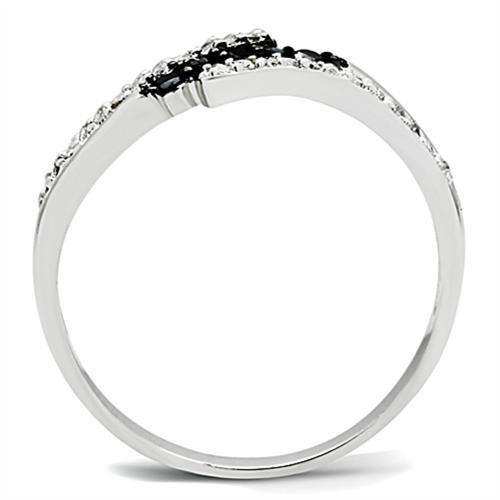 Alamode Rhodium + Ruthenium Brass Ring with AAA Grade CZ in Jet - Alamode - Flyclothing LLC