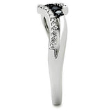 Alamode Rhodium + Ruthenium Brass Ring with AAA Grade CZ in Jet - Alamode - Flyclothing LLC