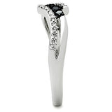 Alamode Rhodium + Ruthenium Brass Ring with AAA Grade CZ in Jet - Alamode
