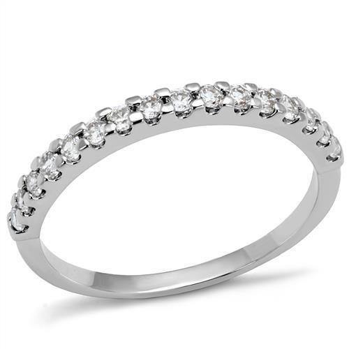 Alamode Rhodium Brass Ring with AAA Grade CZ in Clear - Alamode