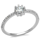 Alamode Rhodium Brass Ring with AAA Grade CZ in Clear - Alamode