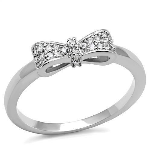 Alamode Rhodium Brass Ring with AAA Grade CZ in Clear - Alamode