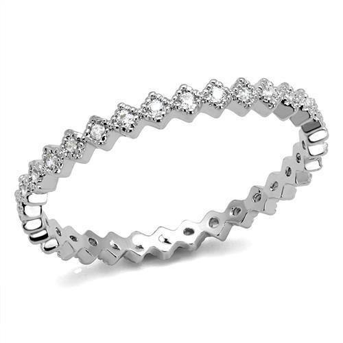 Alamode Rhodium Brass Ring with AAA Grade CZ in Clear - Alamode