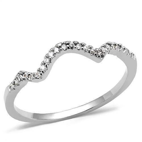 Alamode Rhodium Brass Ring with AAA Grade CZ in Clear - Alamode - Flyclothing LLC