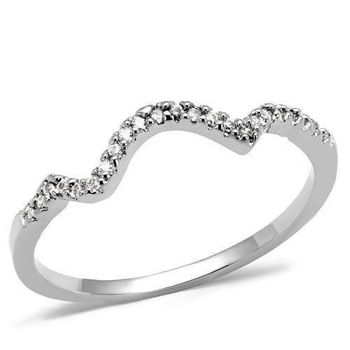 Alamode Rhodium Brass Ring with AAA Grade CZ in Clear - Alamode