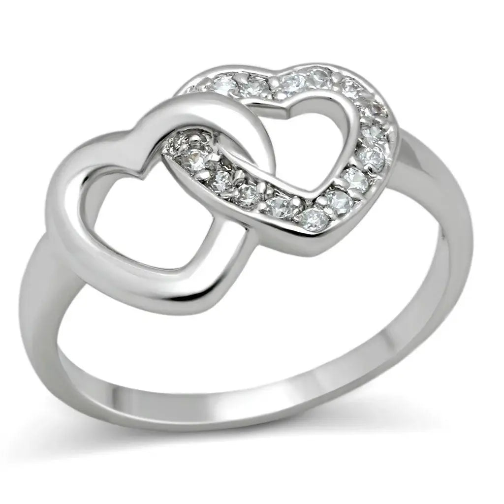 Alamode Rhodium Brass Ring with AAA Grade CZ in Clear - Alamode - Flyclothing LLC