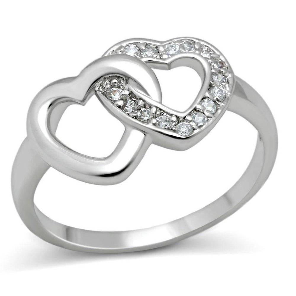 Alamode Rhodium Brass Ring with AAA Grade CZ in Clear - Alamode