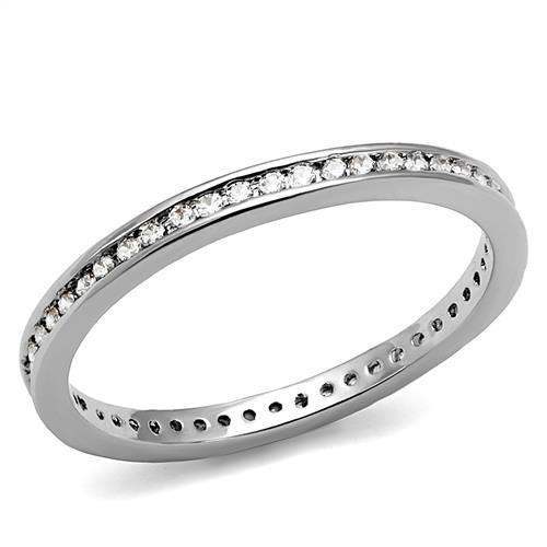 Alamode Rhodium Brass Ring with AAA Grade CZ in Clear - Alamode - Flyclothing LLC