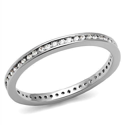 Alamode Rhodium Brass Ring with AAA Grade CZ in Clear - Alamode