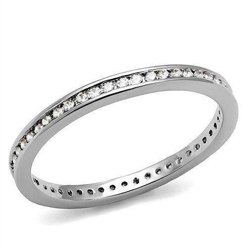 Alamode Rhodium Brass Ring with AAA Grade CZ in Clear - Alamode - Flyclothing LLC