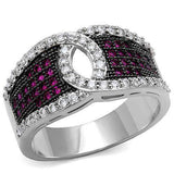 Alamode Rhodium + Ruthenium Brass Ring with AAA Grade CZ in Ruby - Alamode - Flyclothing LLC