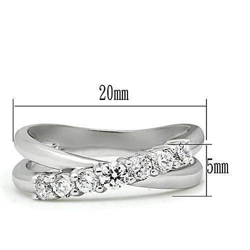 Alamode Rhodium Brass Ring with AAA Grade CZ in Clear - Alamode - Flyclothing LLC