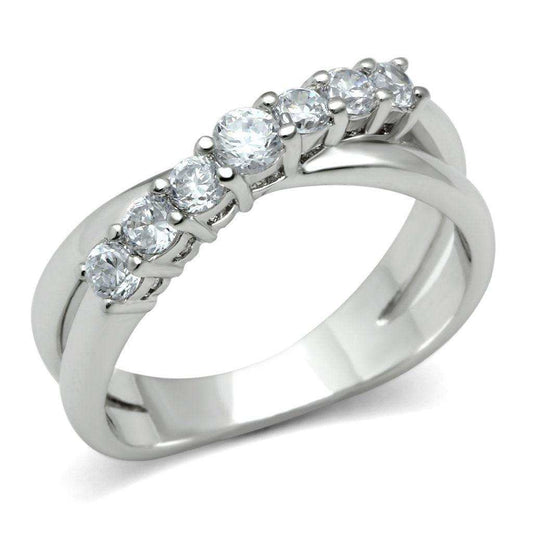 Alamode Rhodium Brass Ring with AAA Grade CZ in Clear - Alamode - Flyclothing LLC