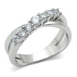 Alamode Rhodium Brass Ring with AAA Grade CZ in Clear - Alamode