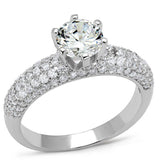 Alamode Rhodium Brass Ring with AAA Grade CZ in Clear - Alamode - Flyclothing LLC