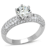 Alamode Rhodium Brass Ring with AAA Grade CZ in Clear - Alamode