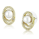 Alamode Gold Brass Earrings with Synthetic Pearl in White - Alamode