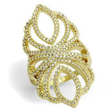 Alamode Gold Brass Ring with AAA Grade CZ in Clear - Alamode - Flyclothing LLC