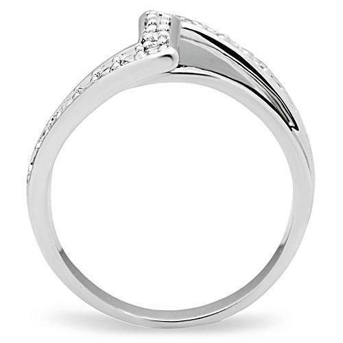 Alamode Rhodium Brass Ring with AAA Grade CZ in Clear - Alamode - Flyclothing LLC