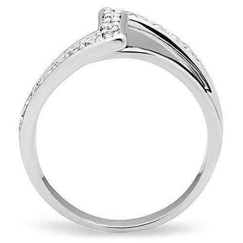 Alamode Rhodium Brass Ring with AAA Grade CZ in Clear - Alamode - Flyclothing LLC