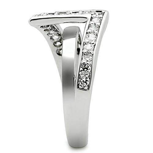 Alamode Rhodium Brass Ring with AAA Grade CZ in Clear - Alamode - Flyclothing LLC