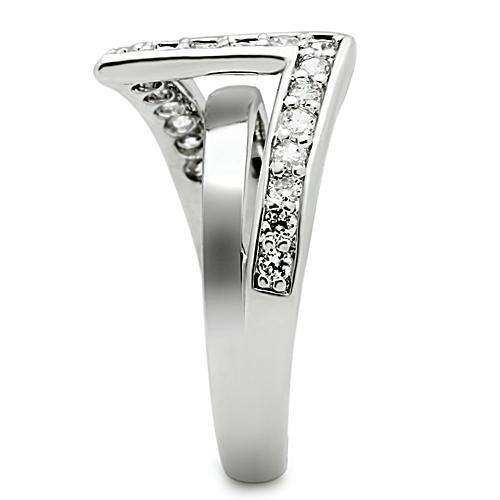 Alamode Rhodium Brass Ring with AAA Grade CZ in Clear - Alamode - Flyclothing LLC