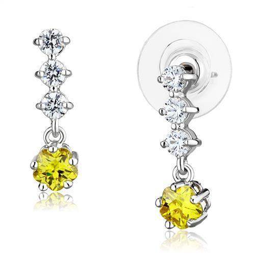 Alamode Rhodium Brass Earrings with AAA Grade CZ in Topaz - Alamode - Flyclothing LLC