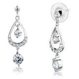Alamode Rhodium Brass Earrings with AAA Grade CZ in Clear - Alamode - Flyclothing LLC