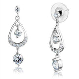 Alamode Rhodium Brass Earrings with AAA Grade CZ in Clear - Alamode - Flyclothing LLC